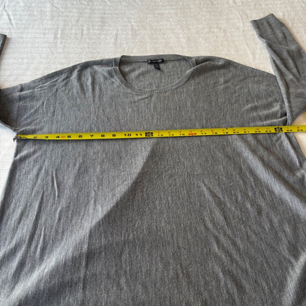 Eileen Fisher Grey 100% Merino Wool Boxy Oversized Sweater Large F5MU - Picture 8 of 9